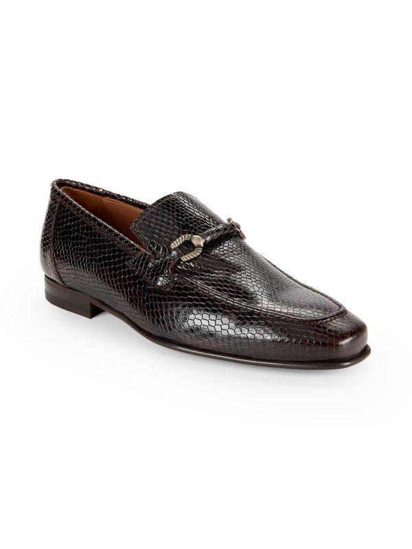 Mezlan Embossed Croc Leather Bit Loafers