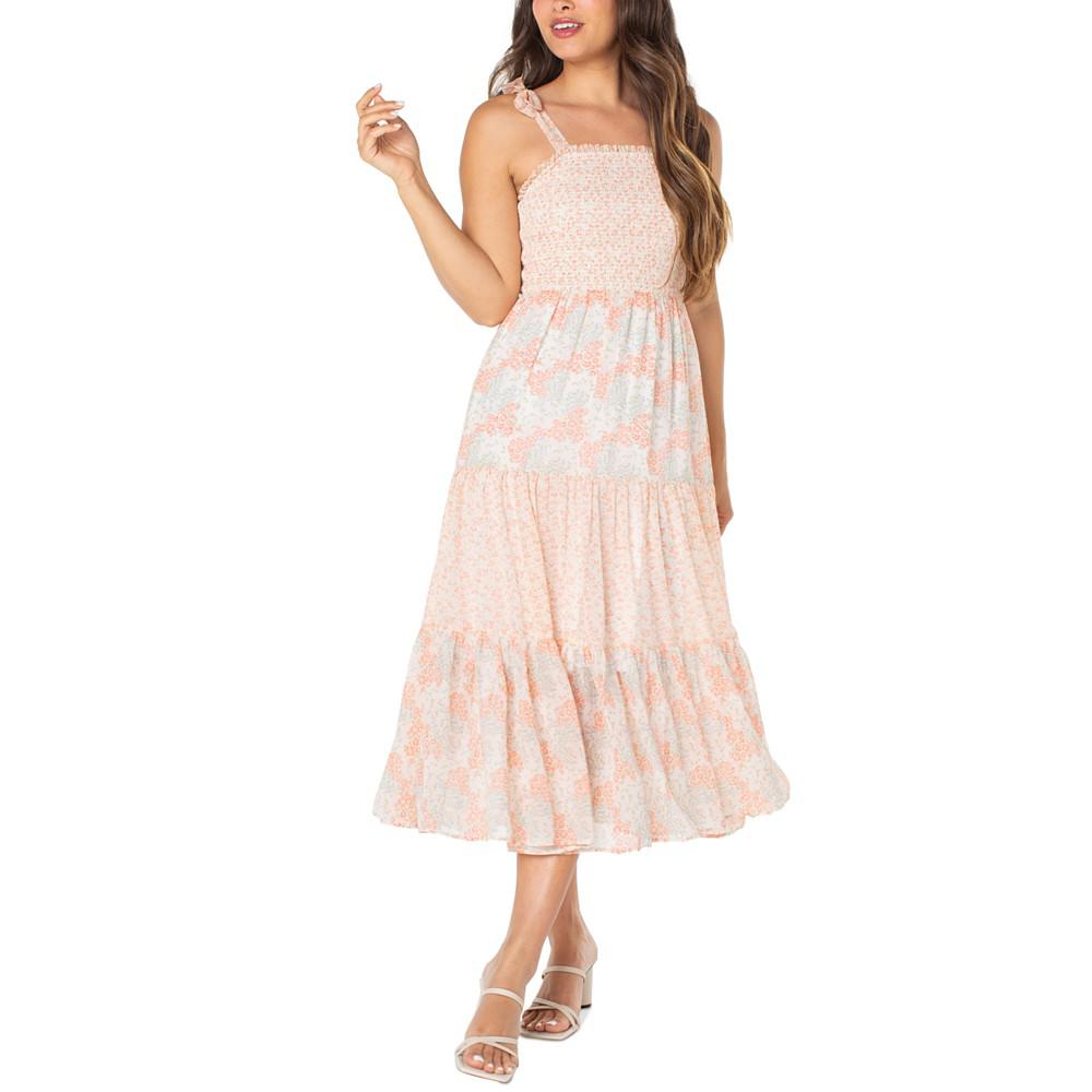 Celebrity Pink Juniors' Twin-Printed Smocked Midi Dress