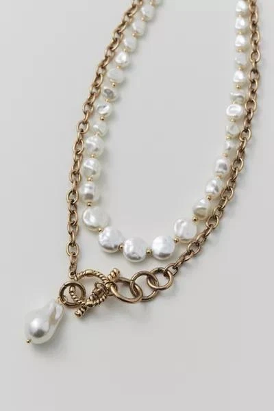 Urban Outfitters Chain & Pearl Toggle Layered Necklace 3