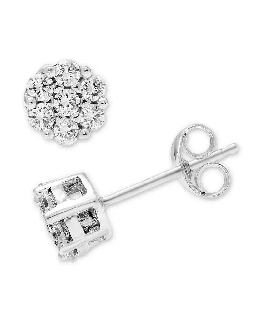 Diamond Cluster Earrings (1/2 ct. t.w.) in 14k White Gold