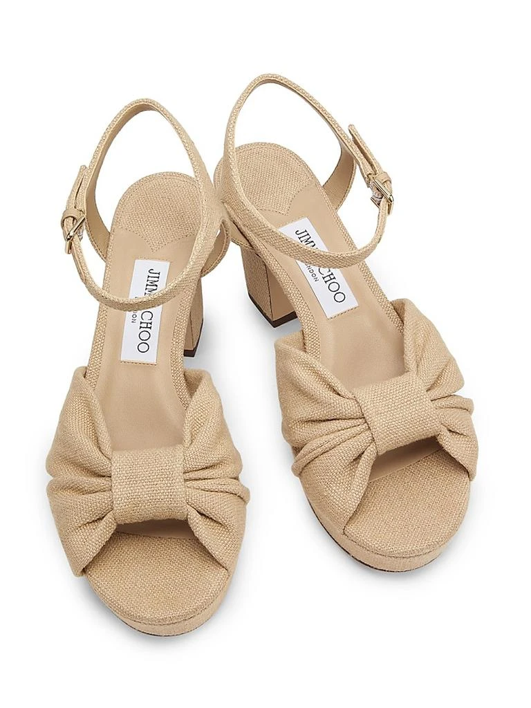 Jimmy Choo Heloise 80MM Linen Platform Sandals 4