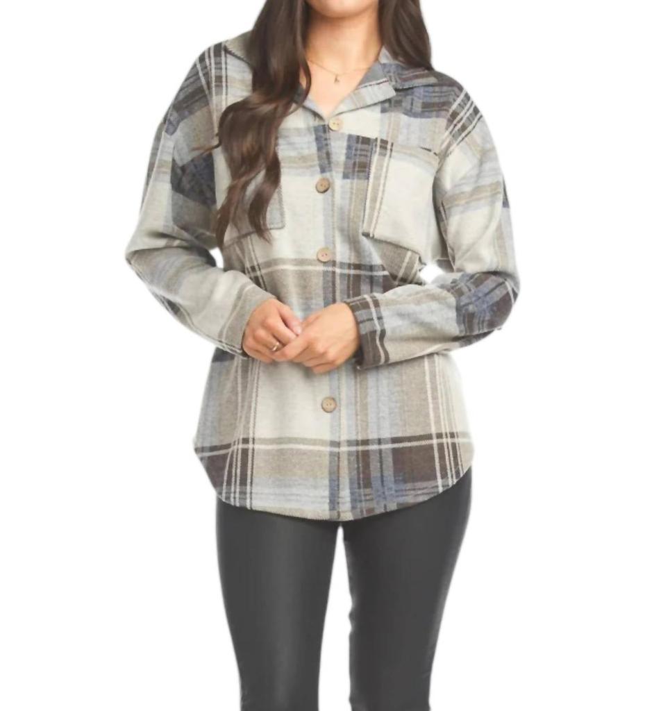 Papillon Plaid Shacket In Grey