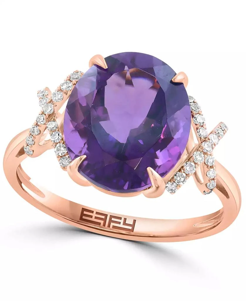 Effy Diamond (1/8 ct. t.w.) 
Amethyst (4-5/8 ct. t.w.) Ring in 14k Rose Gold
