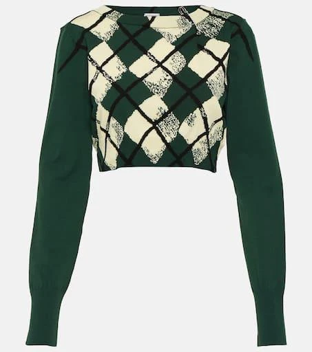 Burberry Argyle cropped cotton sweater 1