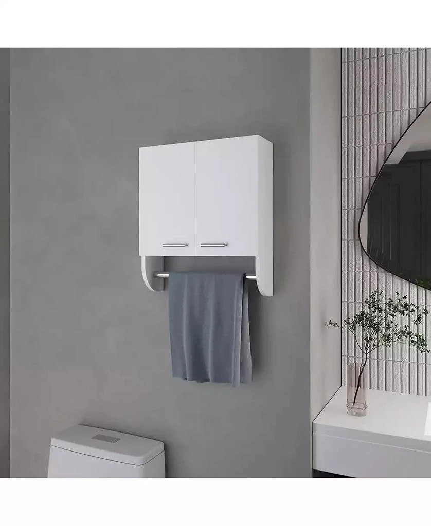 FM FURNITURE Goodyear Medicine Cabinet in Melamine With a Towel Bar, White