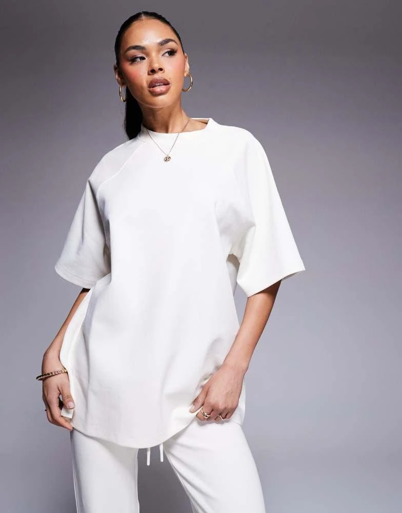 ASOS ASOS DESIGN co-ord interlock raglan t-shirt in coconut milk 1
