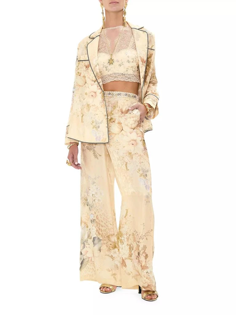 Camilla Floral Silk-Blend Wide Leg Pants 2