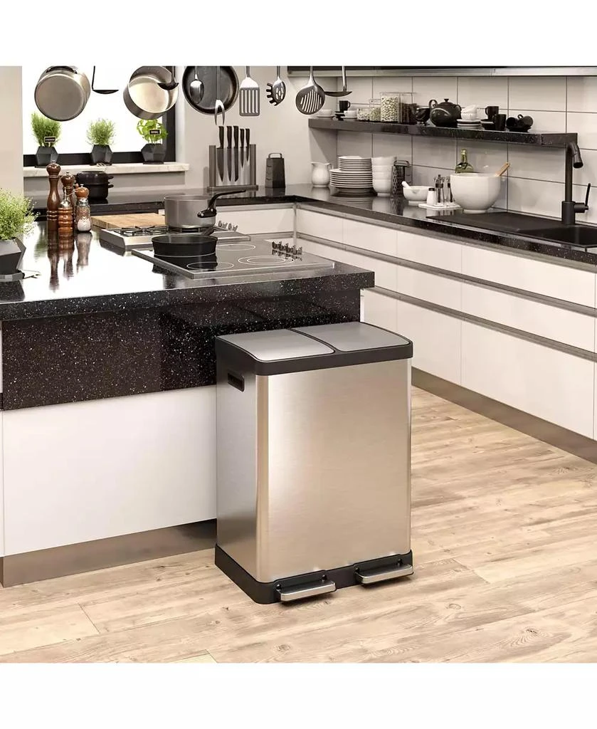 iTouchless halo 61 Liter / 16 Gallon SoftStep Stainless Steel Combo Step Pedal Kitchen Trash Can and Recycle Bin with Dual AbsorbX Odor Filters 5