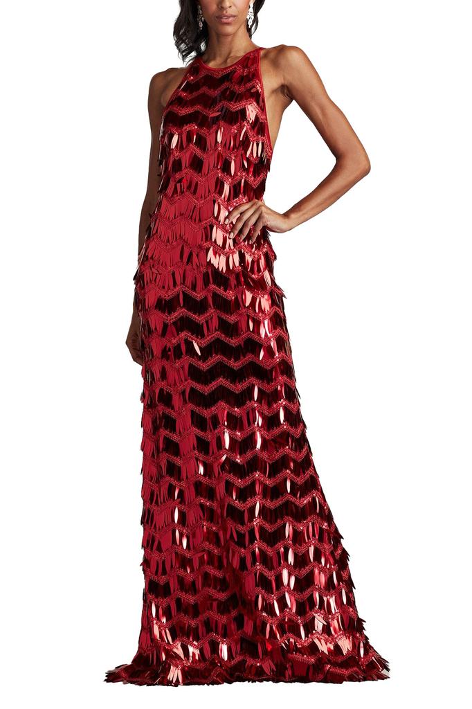 Tadashi Shoji Madysin Sequin Fringe Gown
