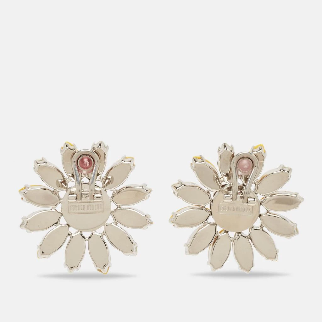 Miu Miu Miu Miu Composite Crystals Silver Tone Clip-On Earrings 3