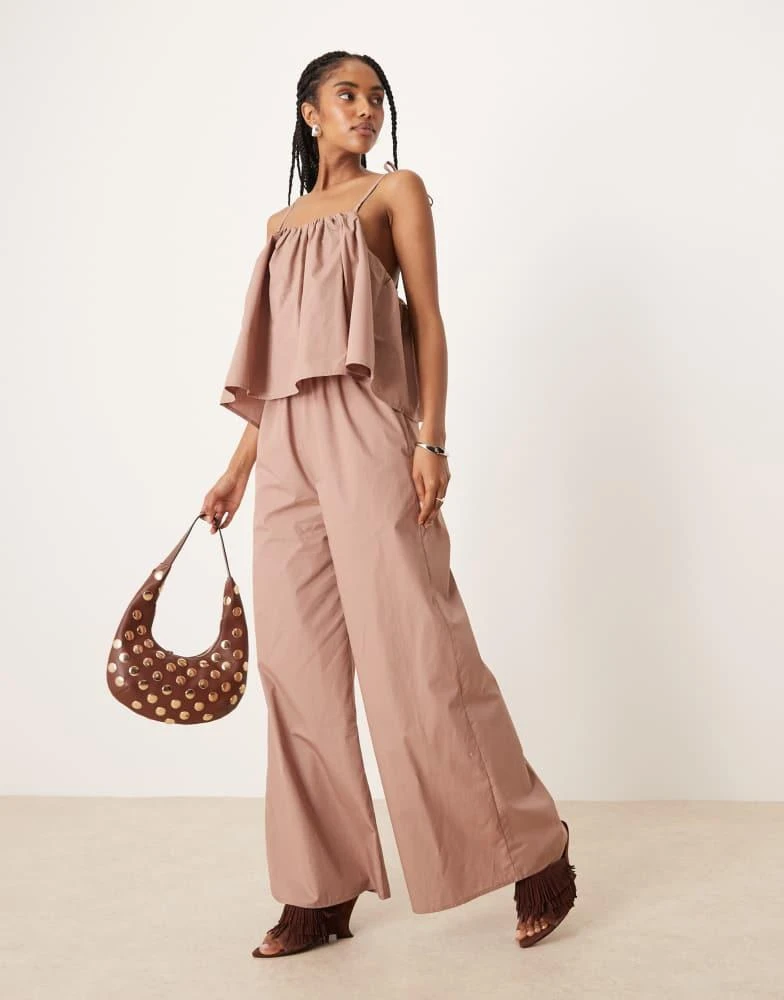 ASOS ASOS DESIGN multiway double layer wide leg jumpsuit in taupe 1