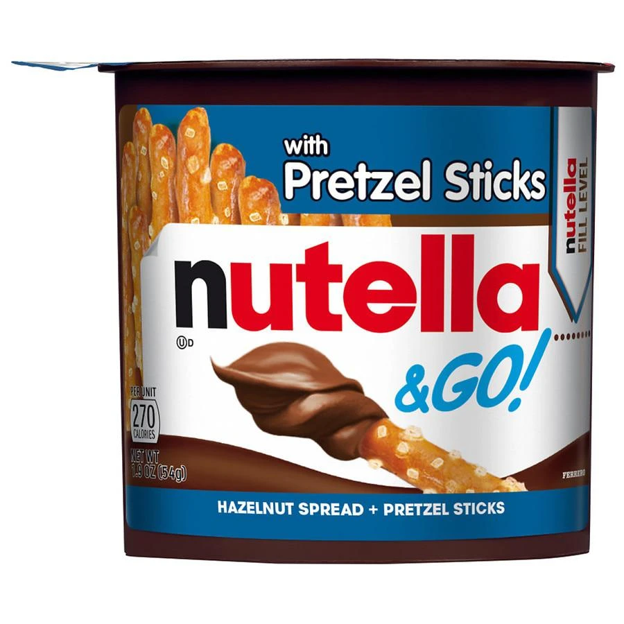 Nutella Hazelnut and Cocoa Spread with Pretzel Sticks, Snack Pack Hazelnut Spread 
Pretzel Sticks