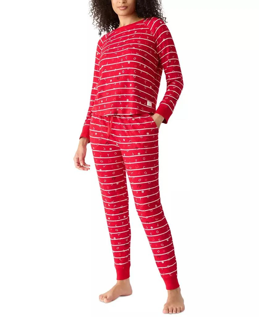 GAP GapBody Women's Packaged Ribbed Printed Jogger Pajama Set 4