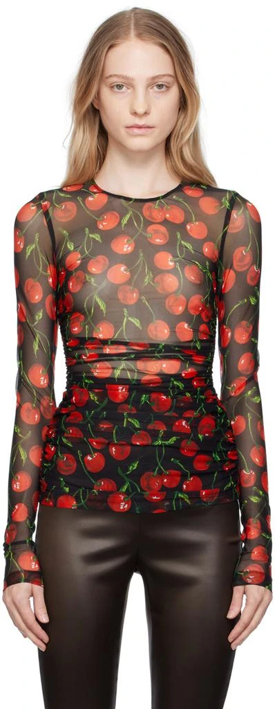 Dolce & Gabbana Black & Red Cherry Print Long Sleeve T-Shirt 1