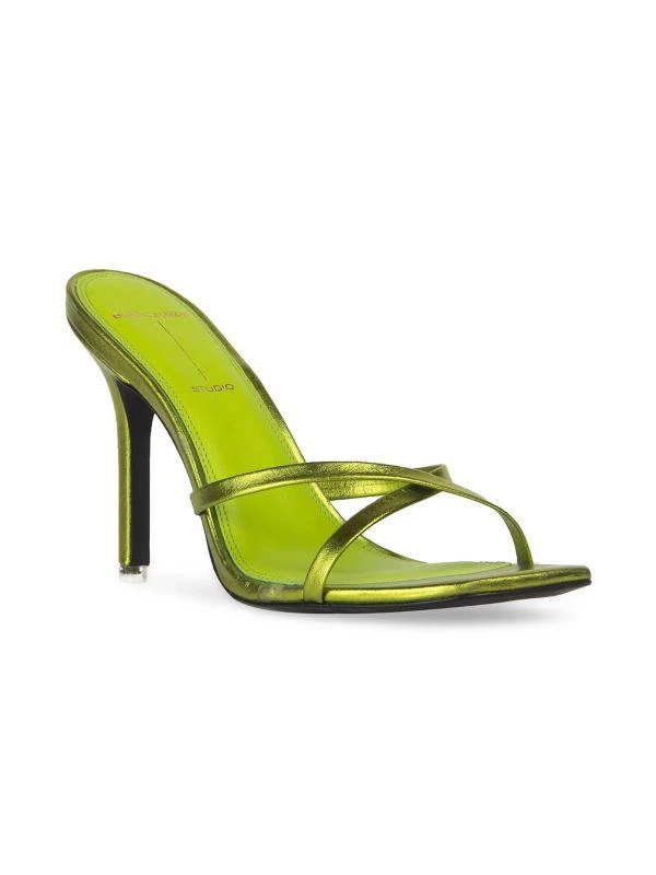 Black Suede Studio Arielle Leather Sandals 2