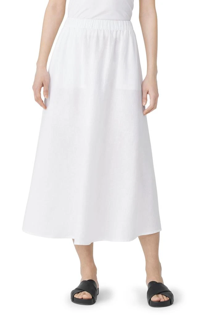 Eileen Fisher A-Line Organic Linen Midi Skirt 1