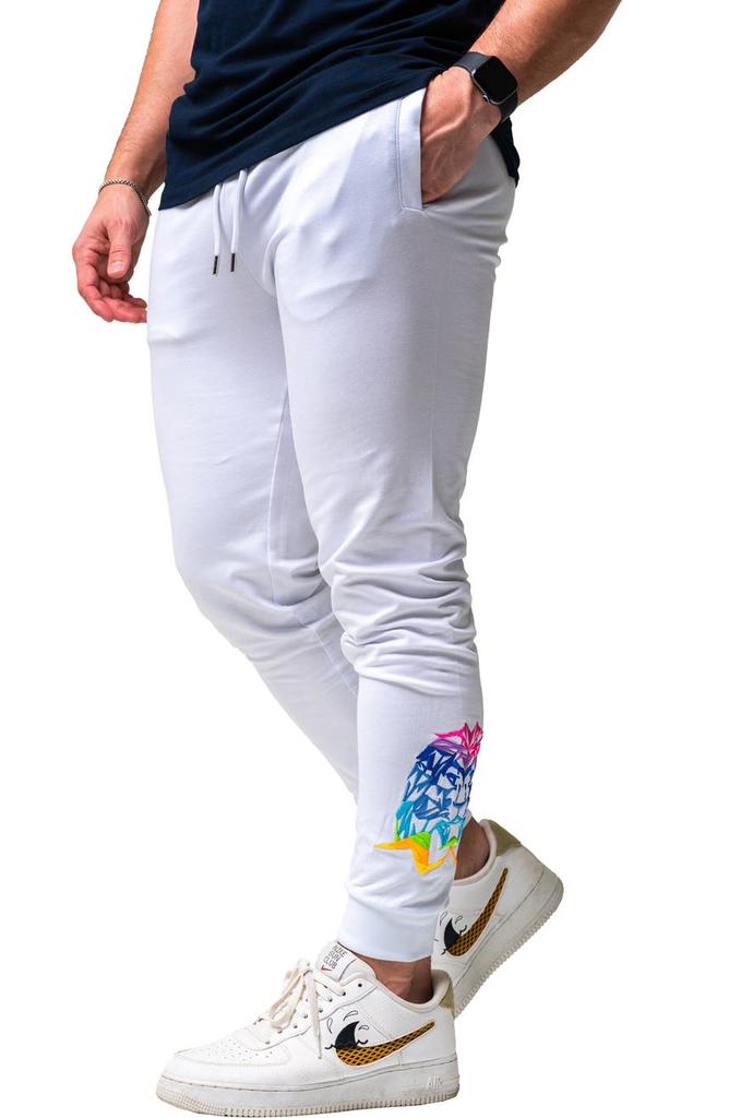 Maceoo Neon Rainbow Lion Embroidered Stretch Cotton Joggers