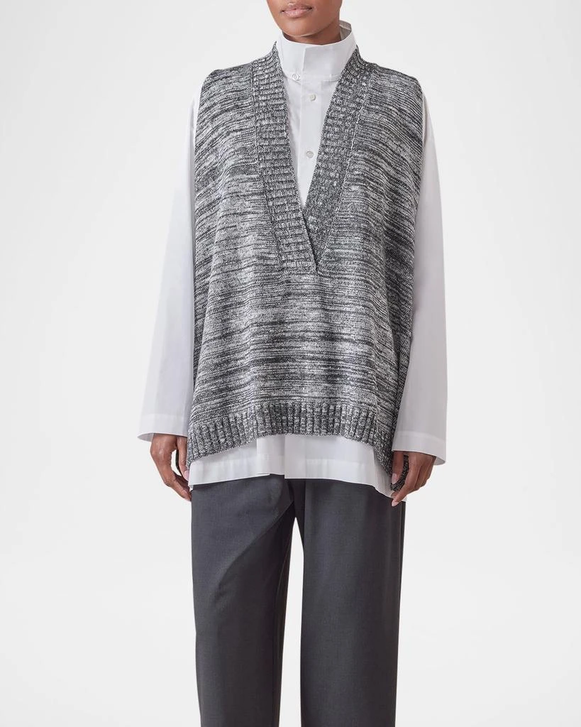 Eskandar A-Line Sleeveless V Sweater (Mid Plus Length) 4