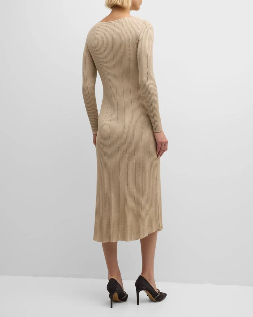 ELEVENTY Pointelle Ribbed-Knit Midi Dress 6