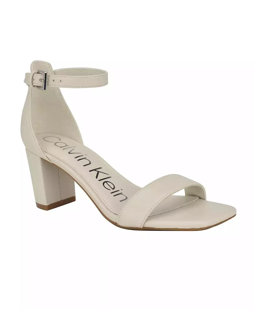 Calvin Klein Nolene Ankle Strap Square-Toe Block Heel Sandals 1