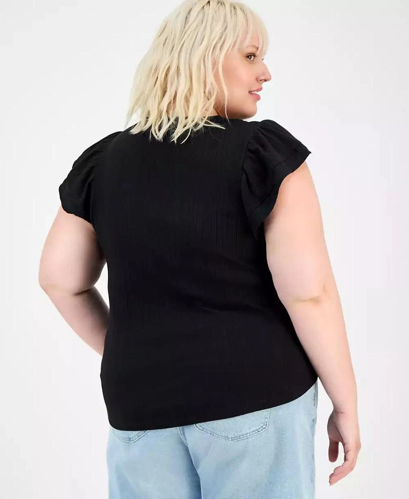 Democracy Trendy Plus Relaxed Flutter-Sleeve Top 2