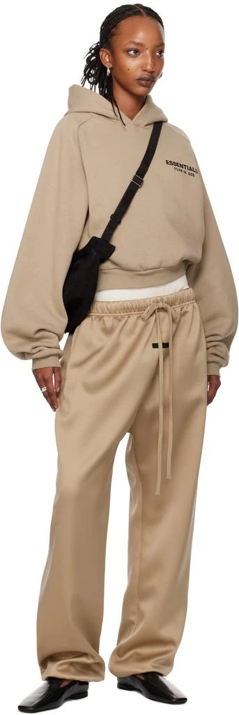 Essentials Beige Fleece Cropped Hoodie 5