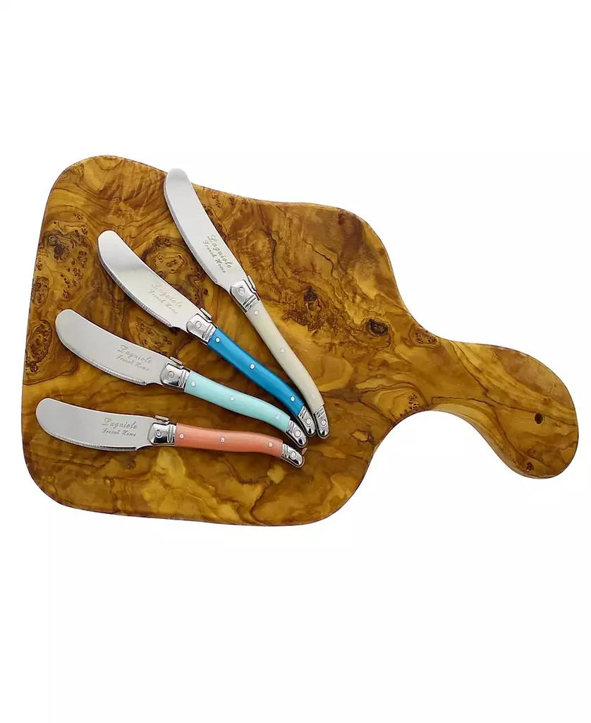 French Home Laguiole Set of 4 Spreaders with a 14-inch Olive Wood Cheese Board 1