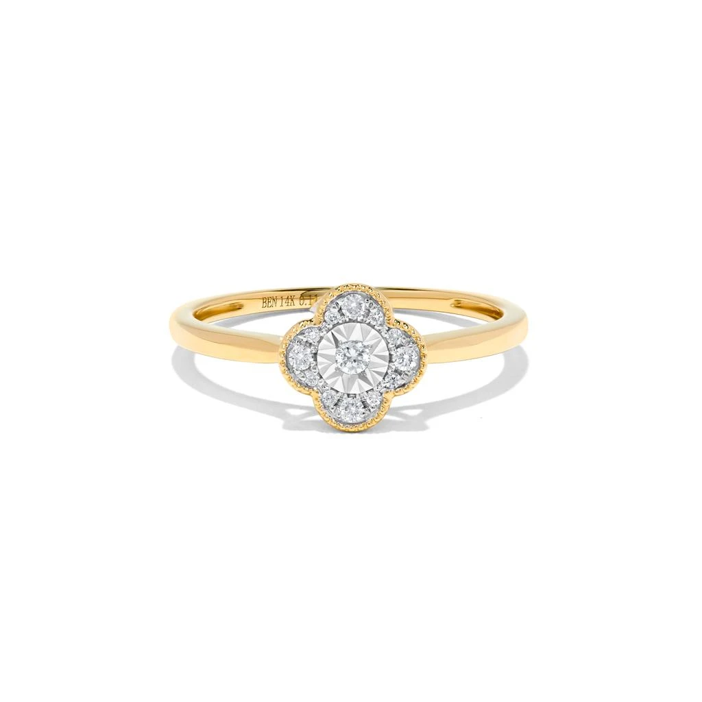 H.J. Namdar 0.11 ct tw Miracle Set Diamond Clover Ring 14K Two Tone Gold Natural Diamonds Size 6
