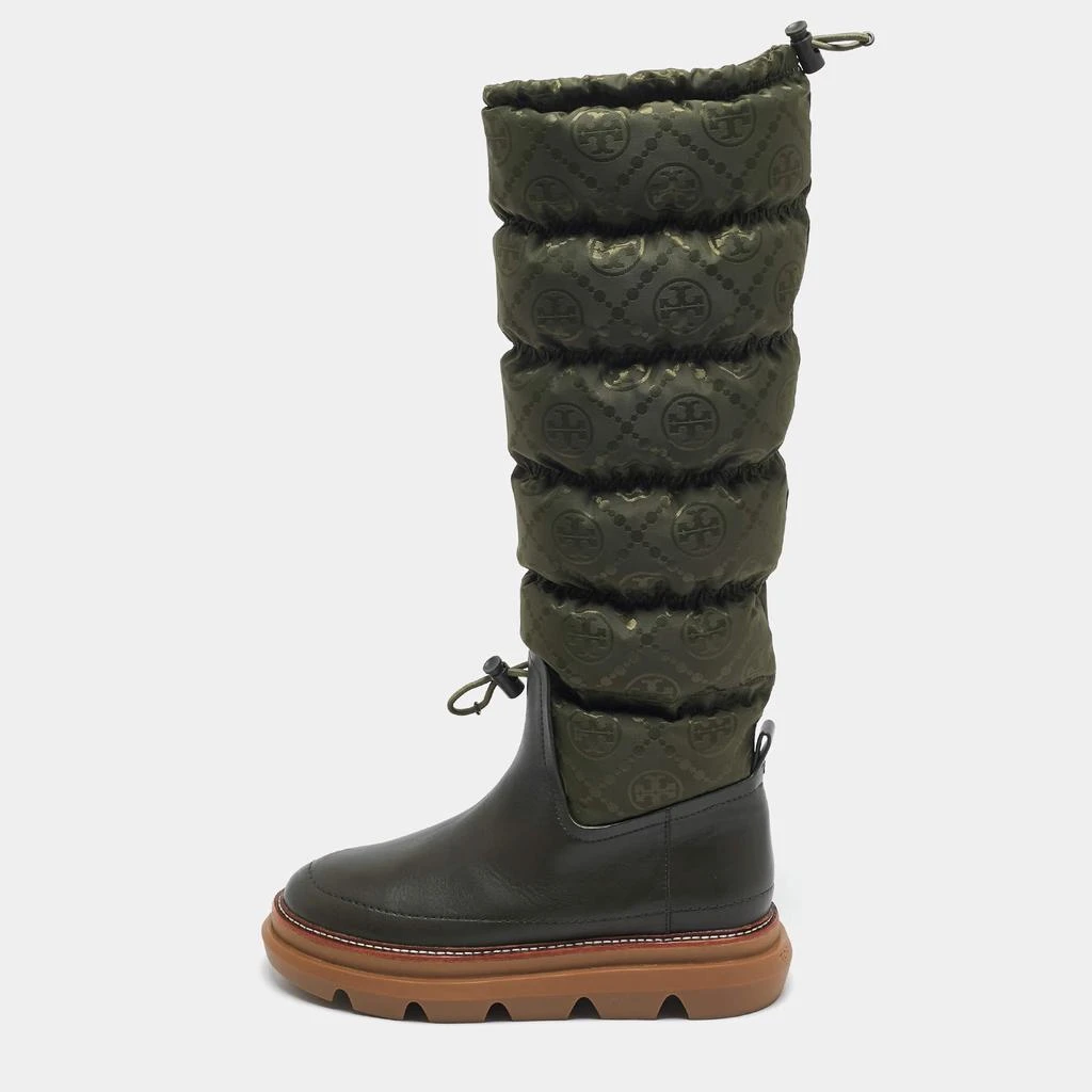 Tory Burch Tory Burch Green Leather and Nylon Leccio Snow Boots Size 39.5 1