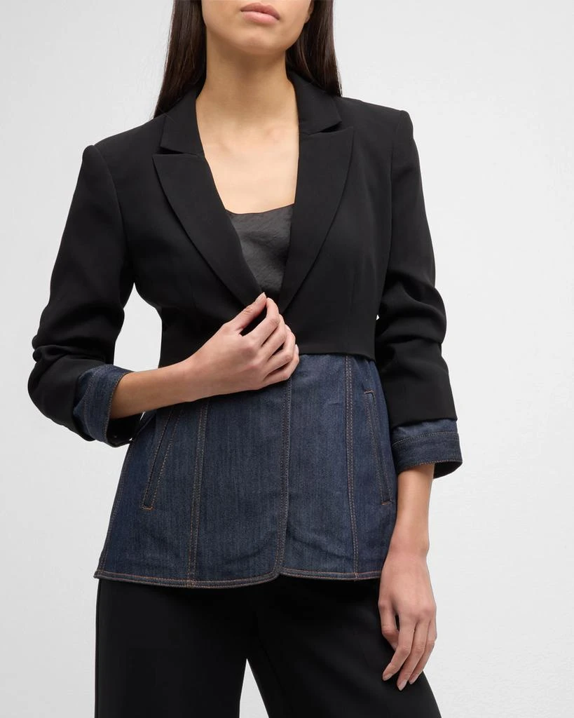 Cinq a Sept Dionne Mixed Media 3/4-Sleeve Blazer 7