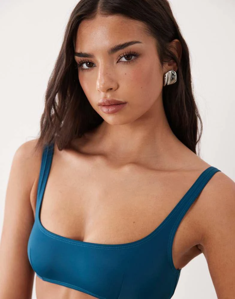 ASOS ASOS DESIGN Maya Mirissa scoop crop bikini top in inky blue 2