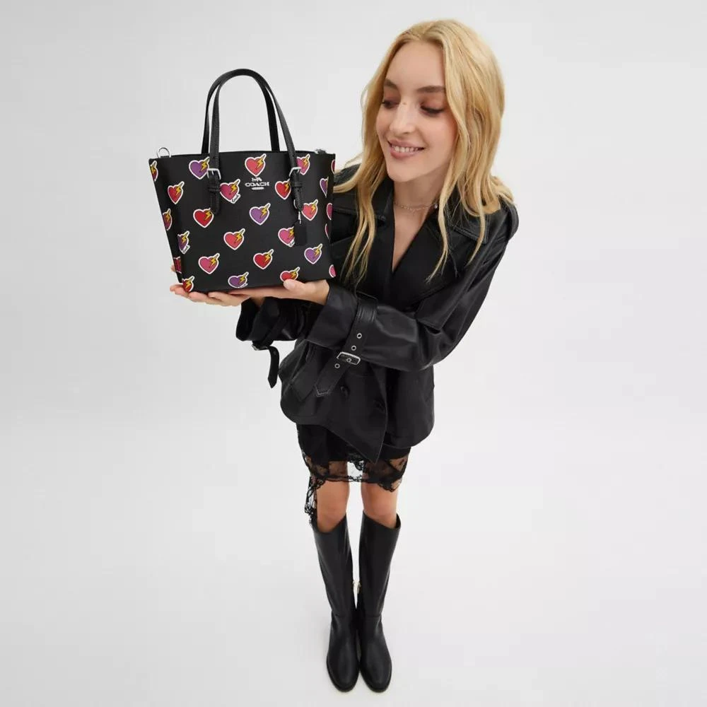 Coach Mollie Tote Bag 25 With Heart Bolt Print 3