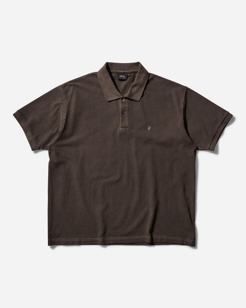 STUSSY Men's Pique Polo Pigment Dyed Brown - Polo Shirts