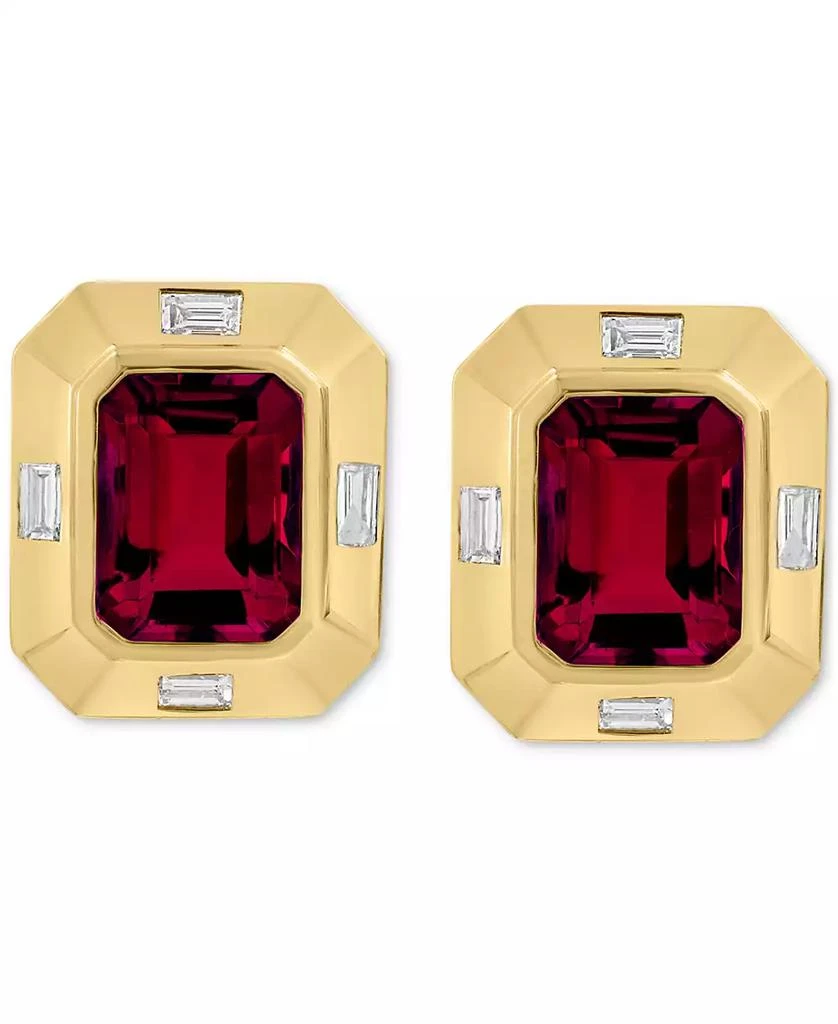 Effy EFFY® Garnet (3-3/4 ct. t.w.) 
White Topaz (1/4 ct. t.w.) Stud Earrings in 14k Gold 3