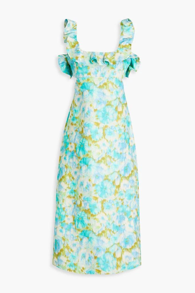 Zimmermann Ruffled floral-print linen midi dress 1