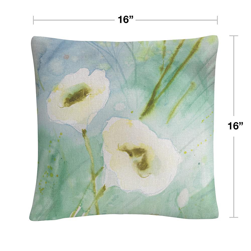 Baldwin Sheila Golden Quiet Pond White Soft Floral Motif Decorative Pillow, 16" x 16"