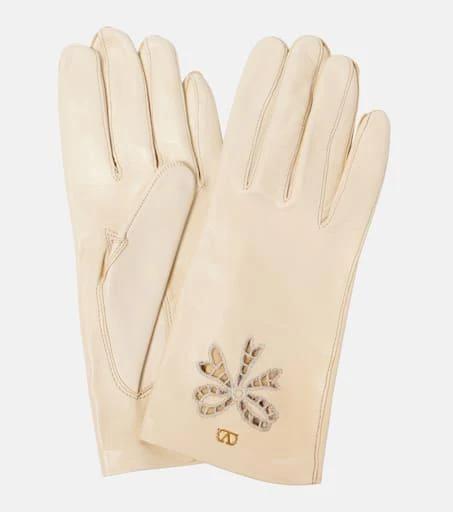 Valentino VLogo Signature embroidered leather gloves from MyTheresa