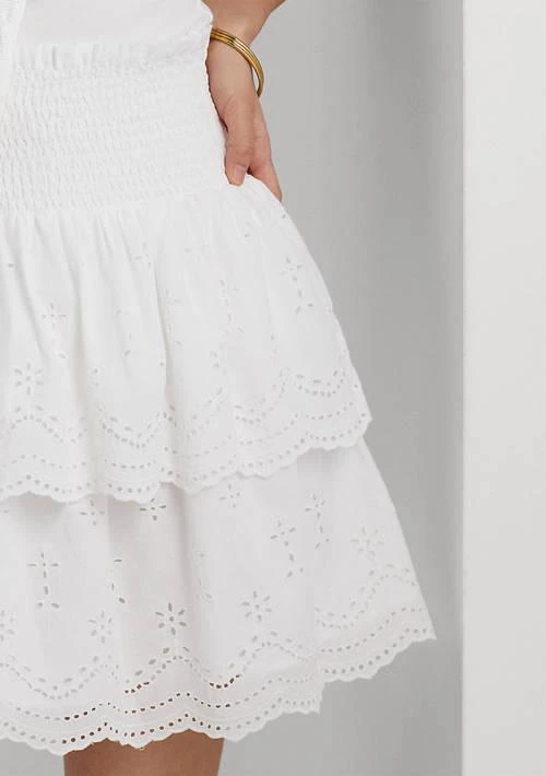Eyelet Embroidered Cotton Miniskirt