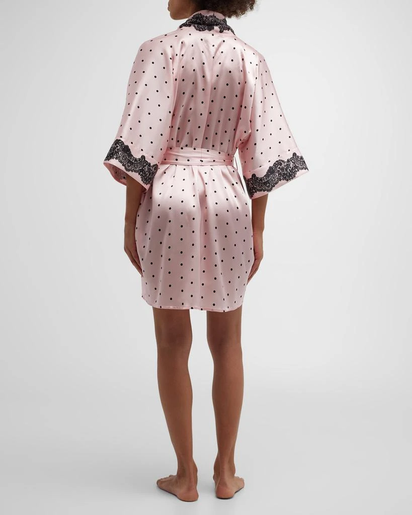 Christine Lingerie Polka-Dot Lace-Trim Short Silk Robe 4