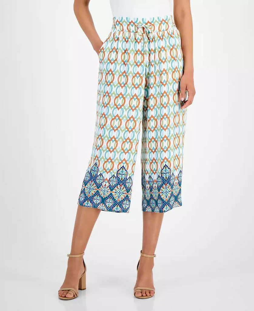 JM Collection Women's Linen Blend Ombré Print Cropped Pants, Created for Macy's 1