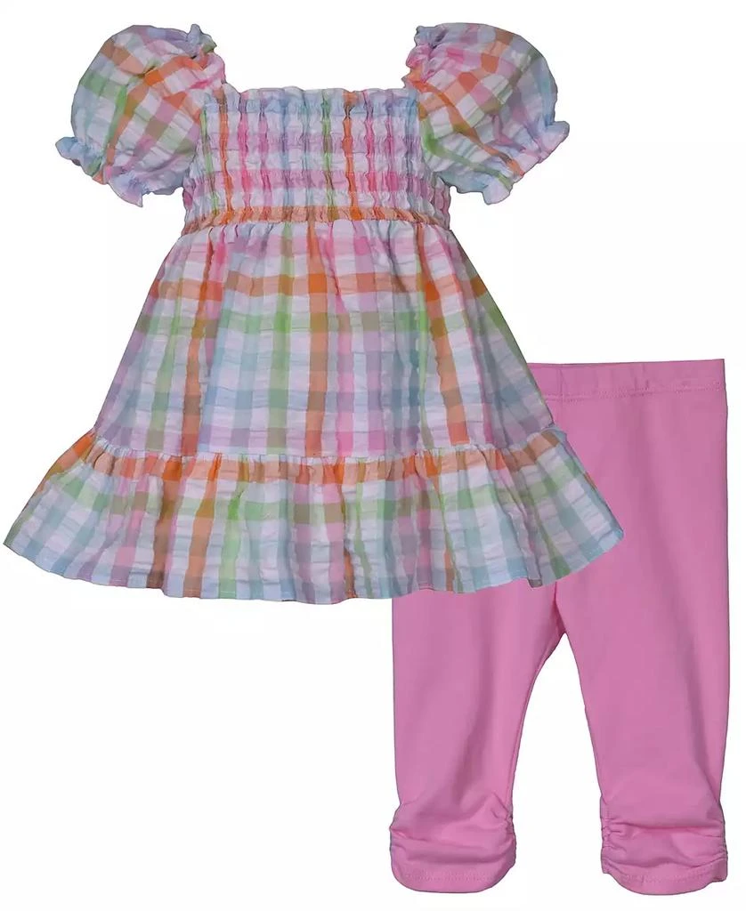 Bonnie Baby Baby Girls 2-Piece Smocked Seersucker Top with Coordinating Legging 1
