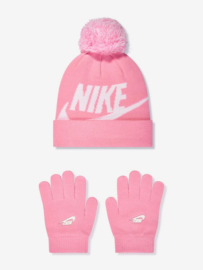 NIKE Nike Girls Swoosh Pom Beanie and Glove Set in Pink