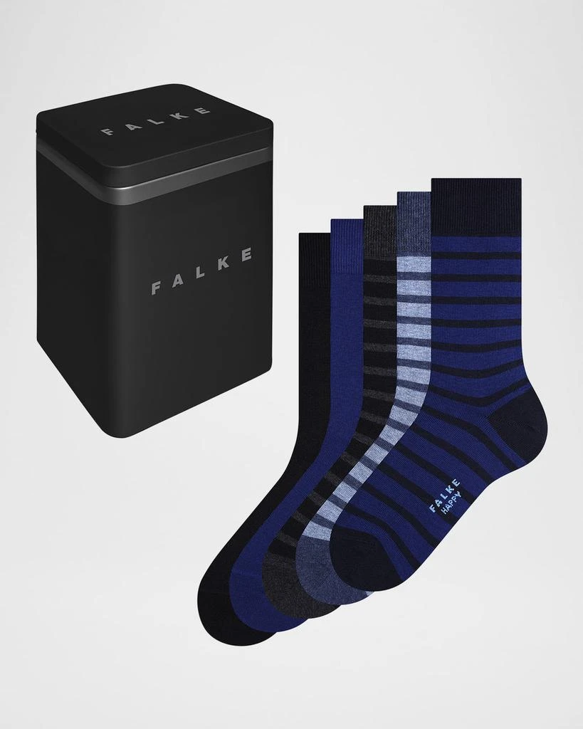 FALKE Men's Happy Box 5-Pack Crew Sock Bundle 1
