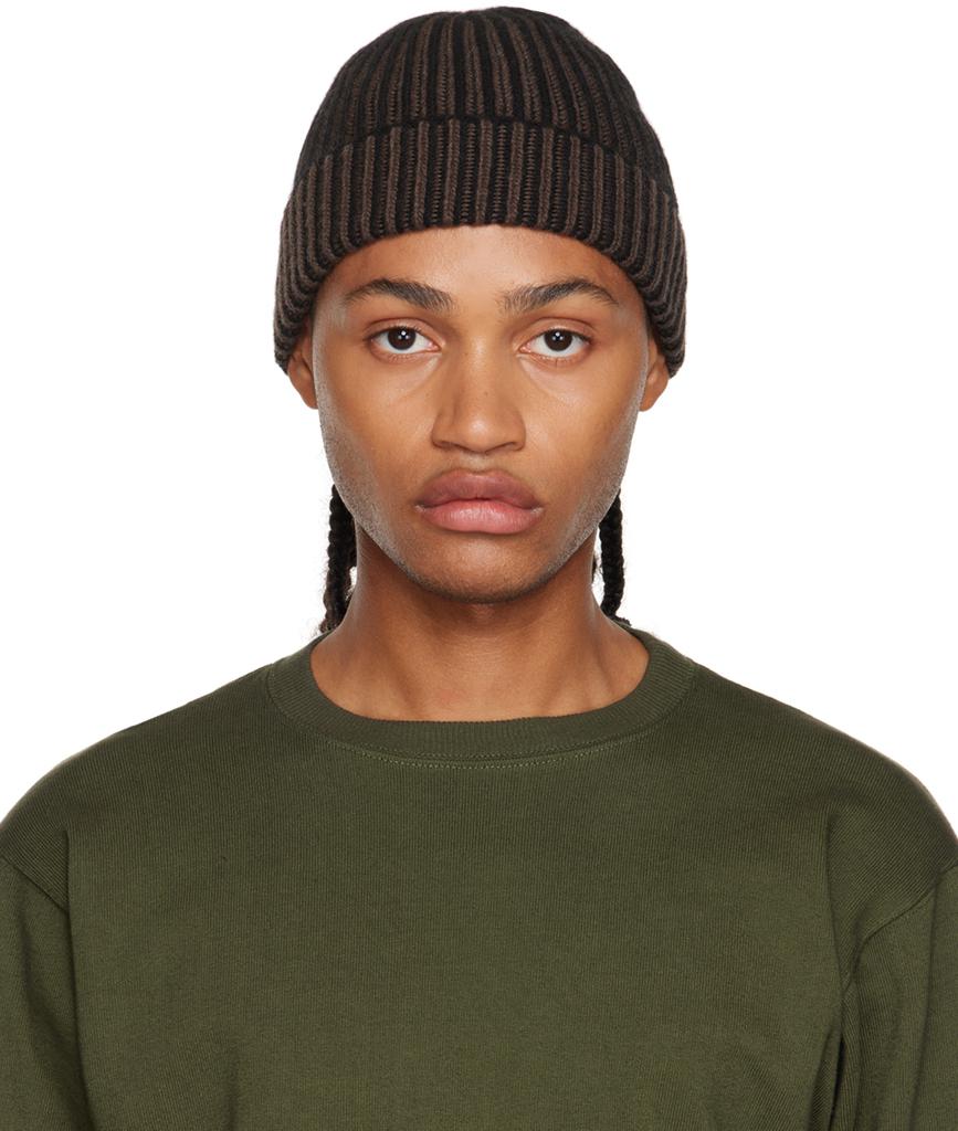 3MAN Black & Brown Ribbed Beanie