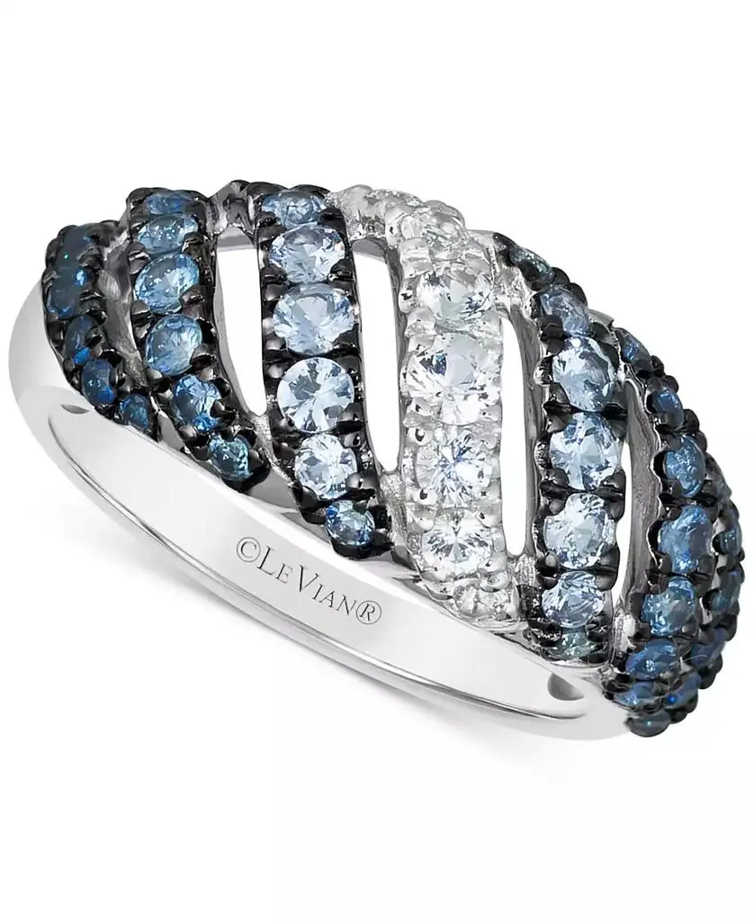 Le Vian Blue Ombré Sapphire (1 ct. t.w.) & White Sapphire (1/3 ct. t.w.) Diagonal Ring in 14k White Gold