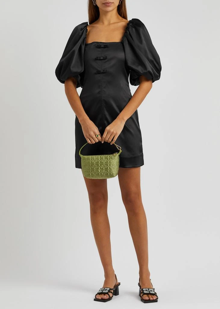 Ganni Bow-embellished satin mini dress 4