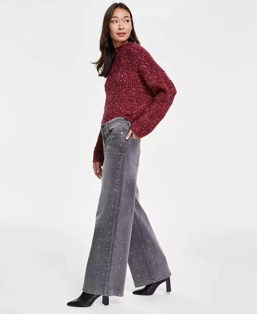 DKNY Women's High-Rise Rhinestone Wide-Leg Jeans 2