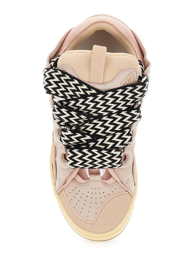 Lanvin 'Curb' Pink Sneakers With White And Black Laces In Leather Pink Unisex 4