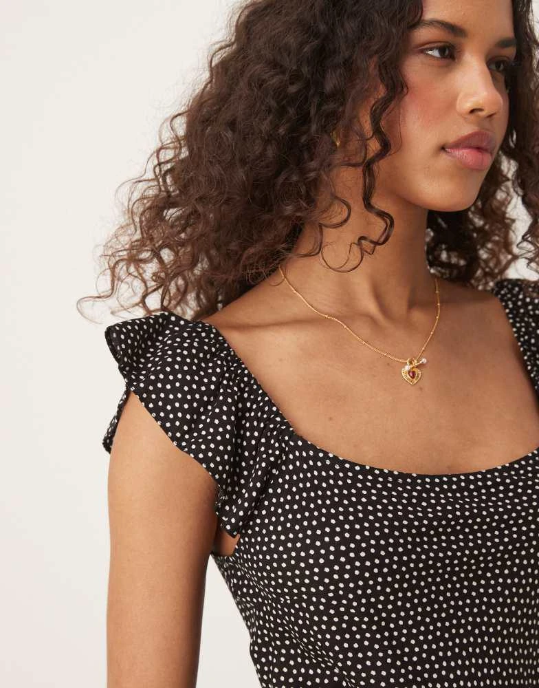 ASOS ASOS DESIGN frill sleeve maxi dress in polka dot 4