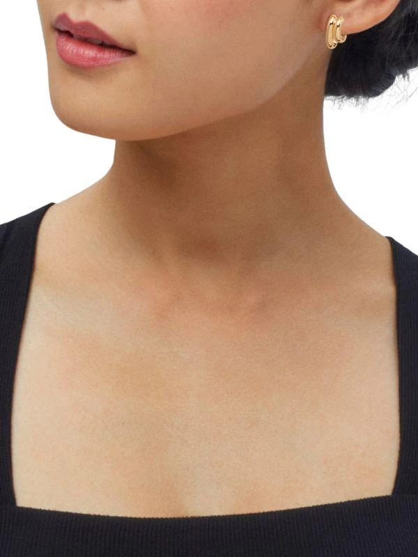 Saks Fifth Avenue 14K Yellow Gold Double Graduated Three-Quarter Tube Hoop Earrings 3